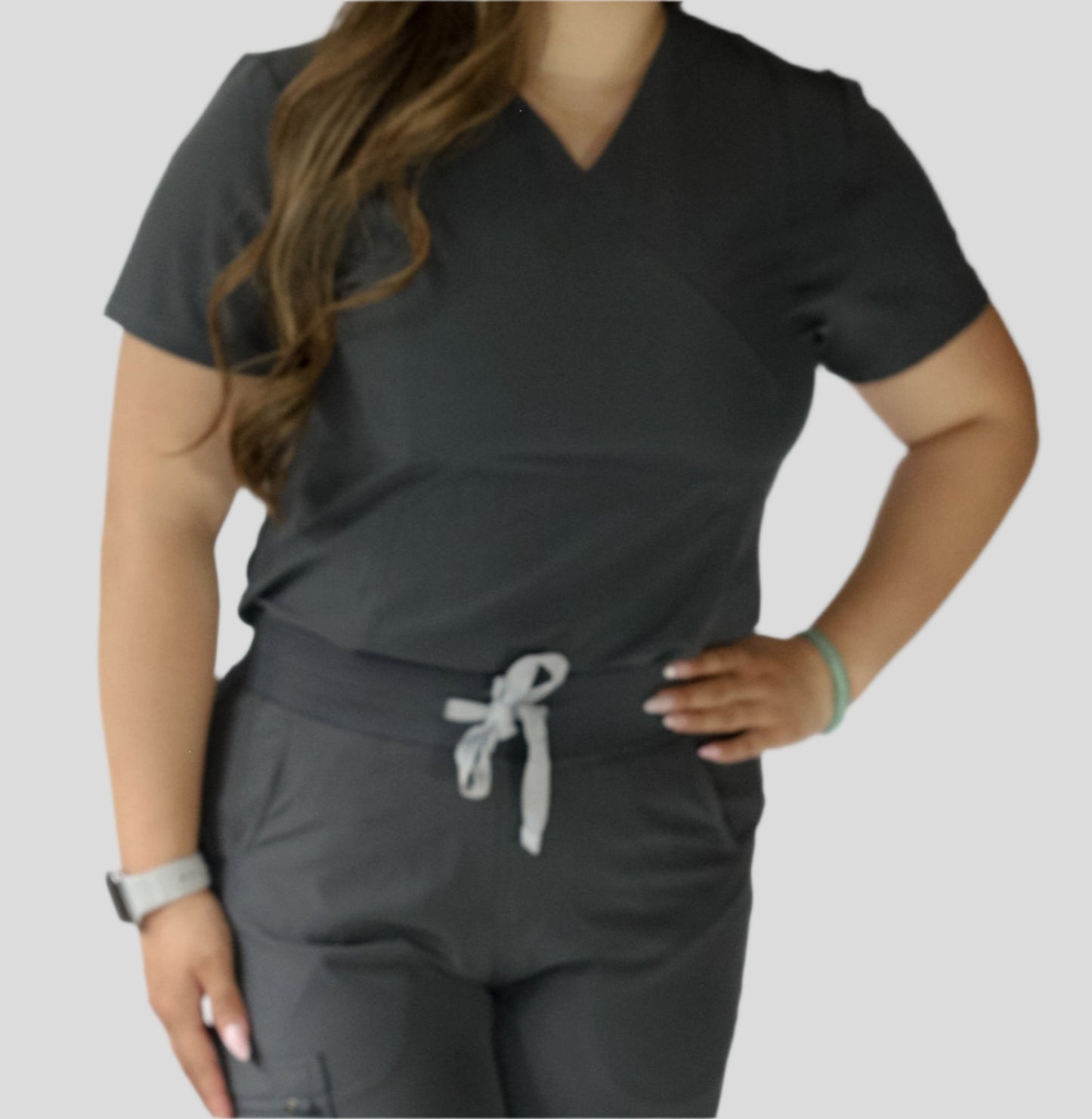 lux scrubs charcoal grey women's scrub set