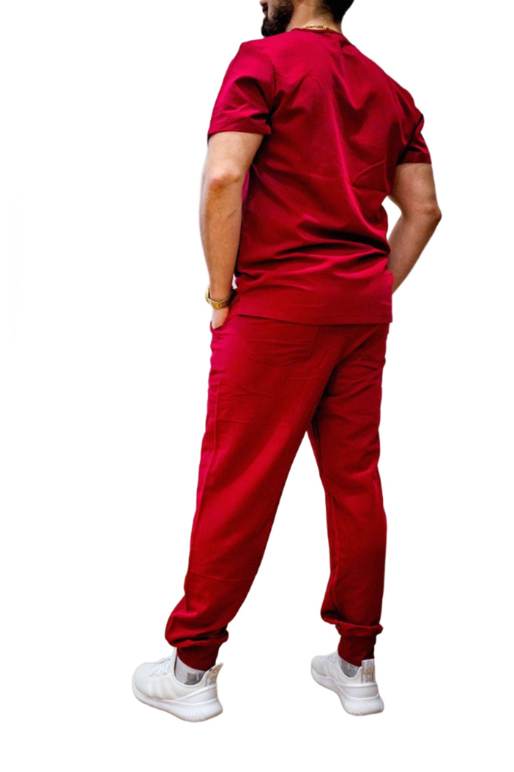 Burgundy Mens Scrub Sets. Jogger style. multiple pockets 