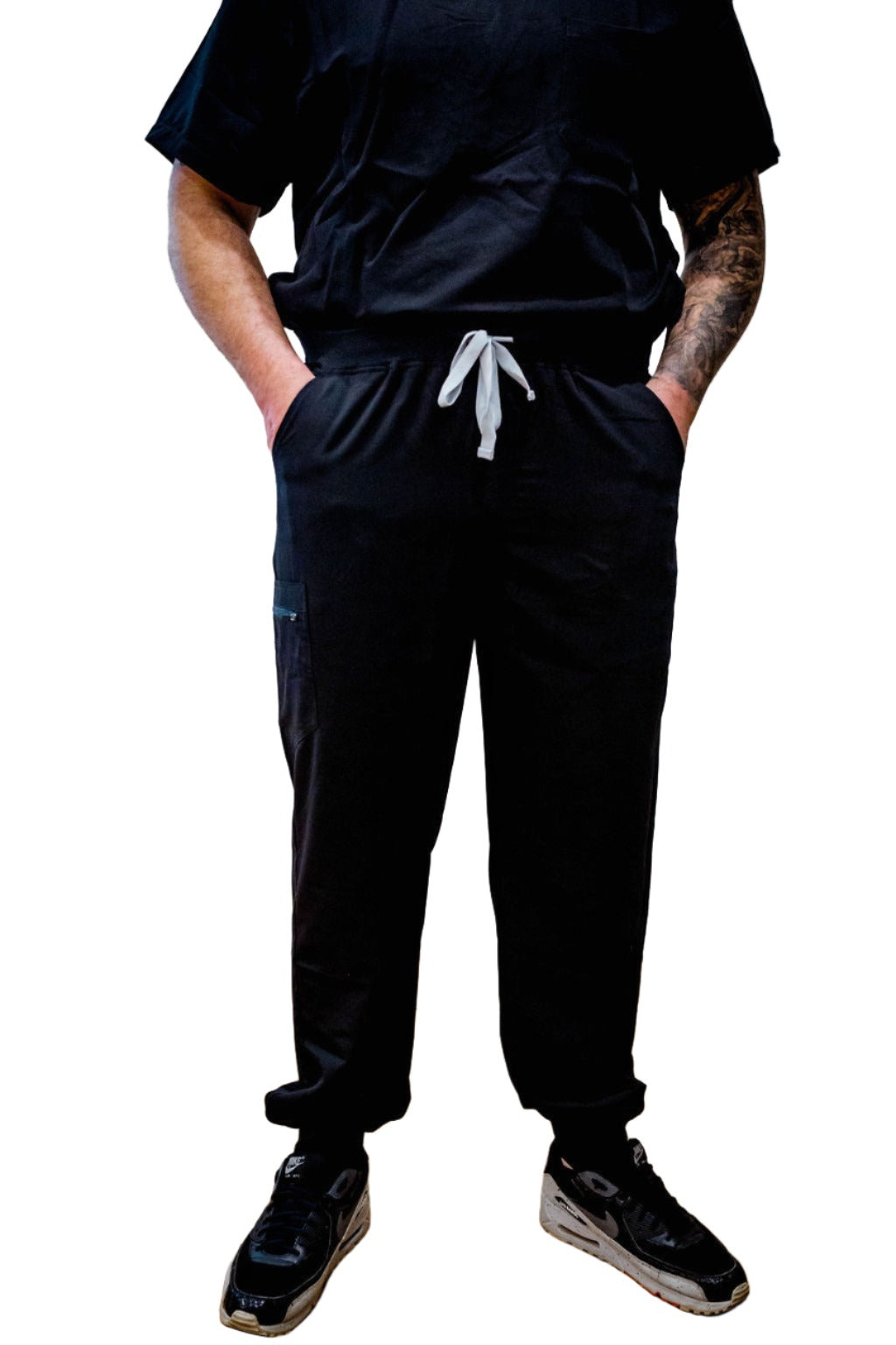 Lux Scrubs Black mens Scrub Joggers and Black top