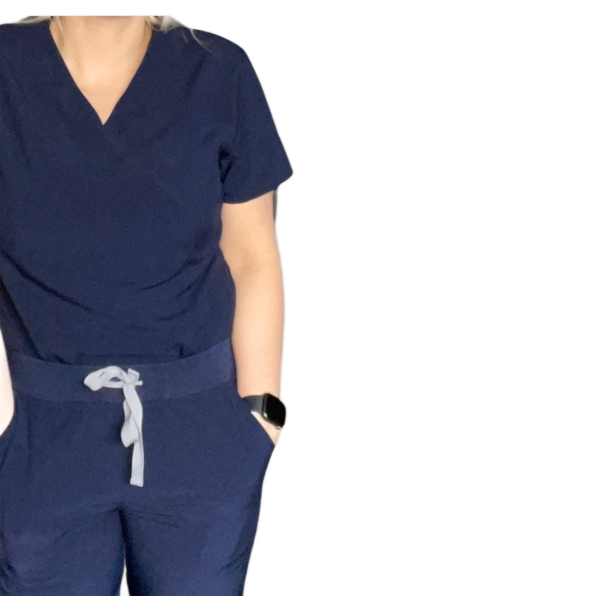 Lux Scrubs Navy Scrub top. Stretchy comfy multiple pocket top 