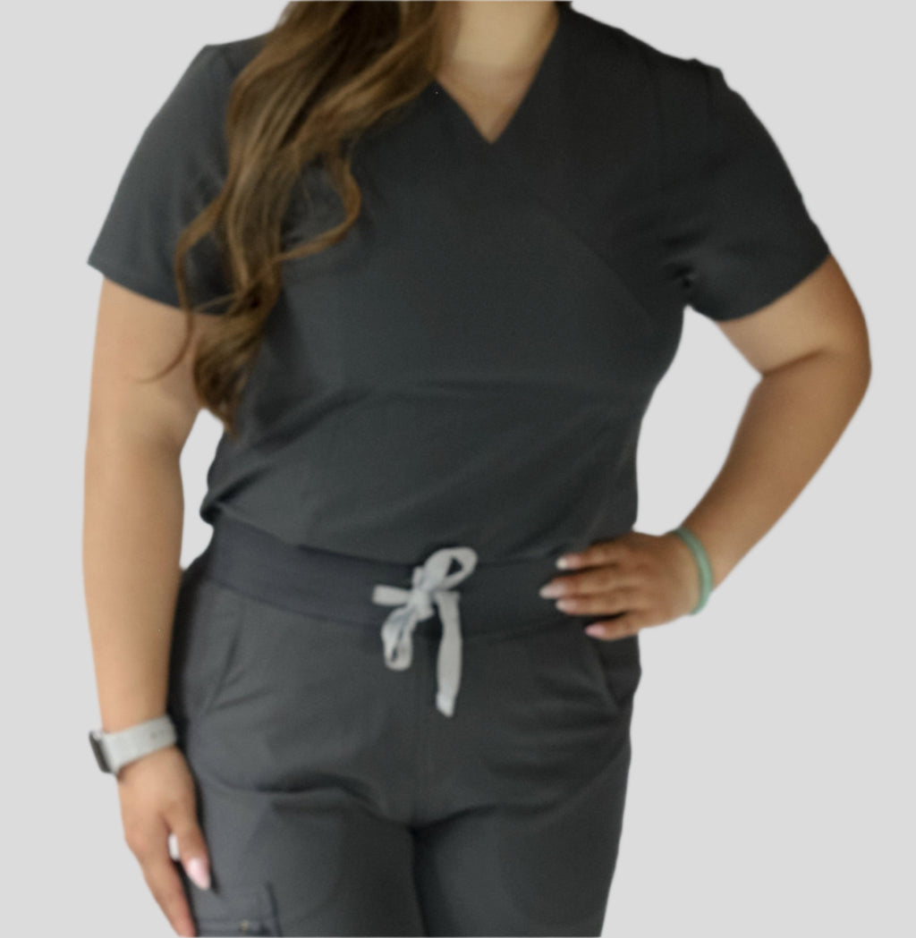 lux scrubs charcoal grey women's scrub set 