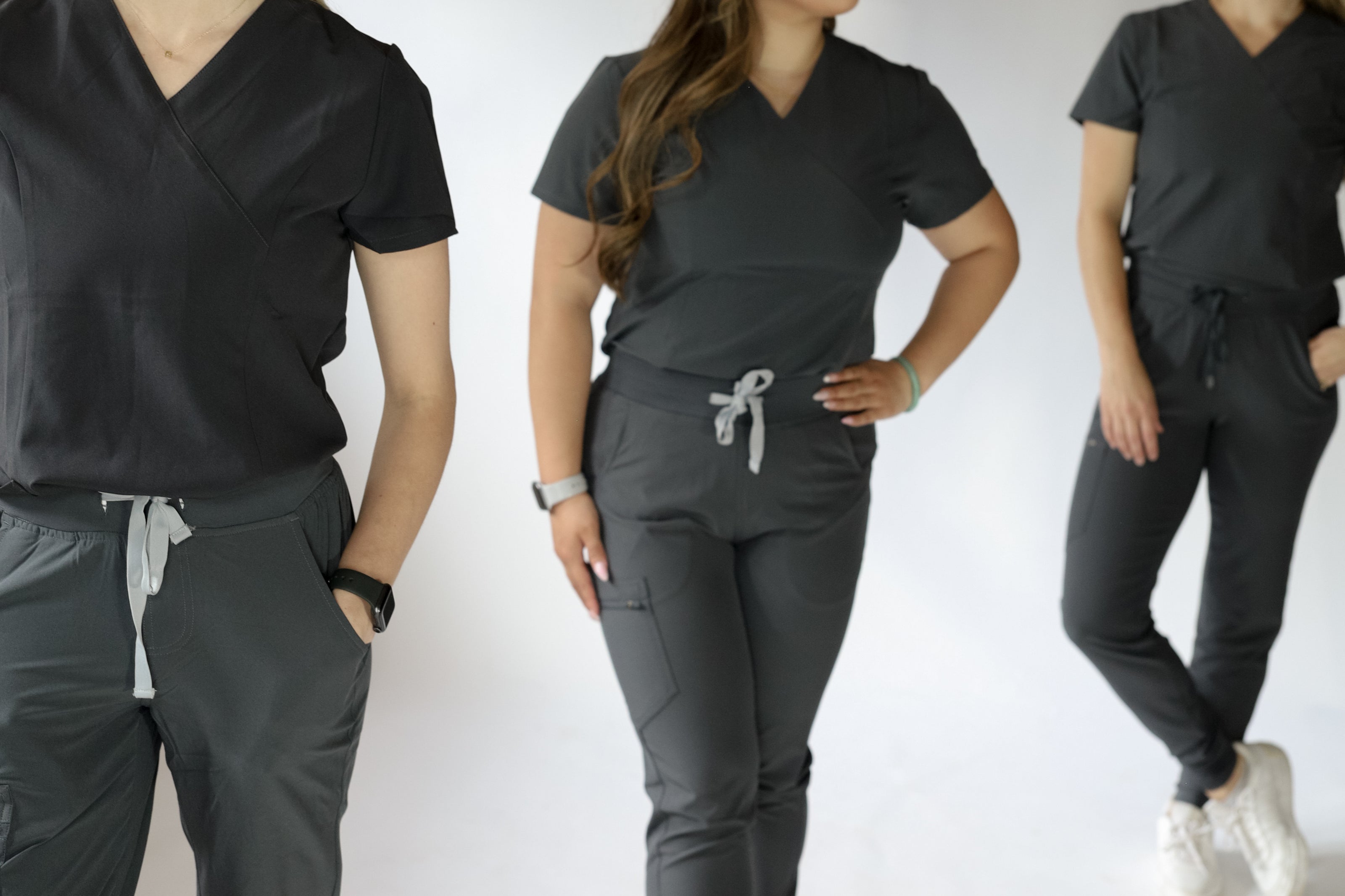 lux scrubs charcoal grey women's scrub set 