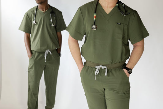 olive green mens scrub uniform set